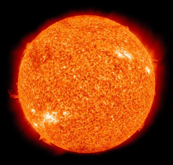 The Sun's glowing surface against black space, illustrating the source of ambient heat