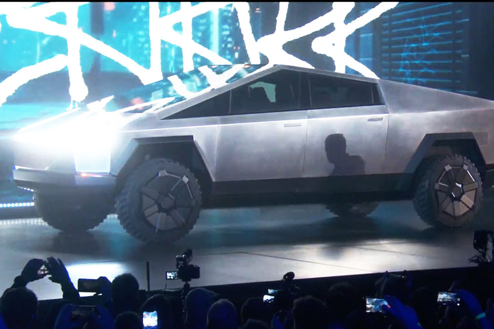 Tesla Cybertruck on stage at its unveiling, an example of a disruptive conceptual design