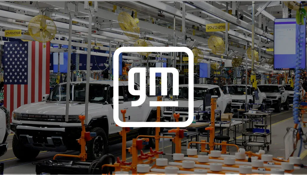 General Motors assembly line with the GM logo