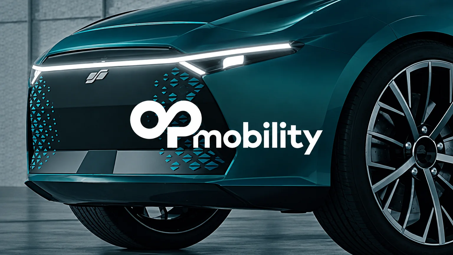 OPmobility logo over a concept vehicle front end