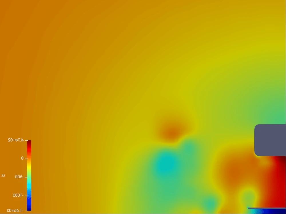Pressure field on the vertical plane behind the front tire, front bodywork hidden